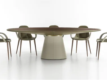 LOOP - Oval tanned leather table by ENRICO PELLIZZONI - view 2